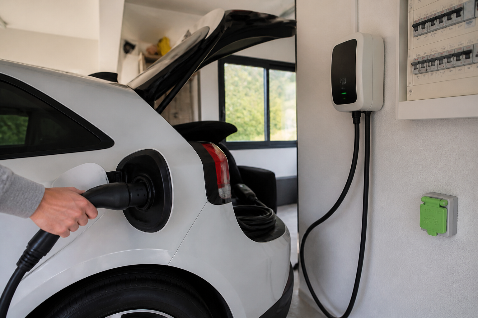 Les trois types de chargeurs : prise renforcée, borne murale et borne publique