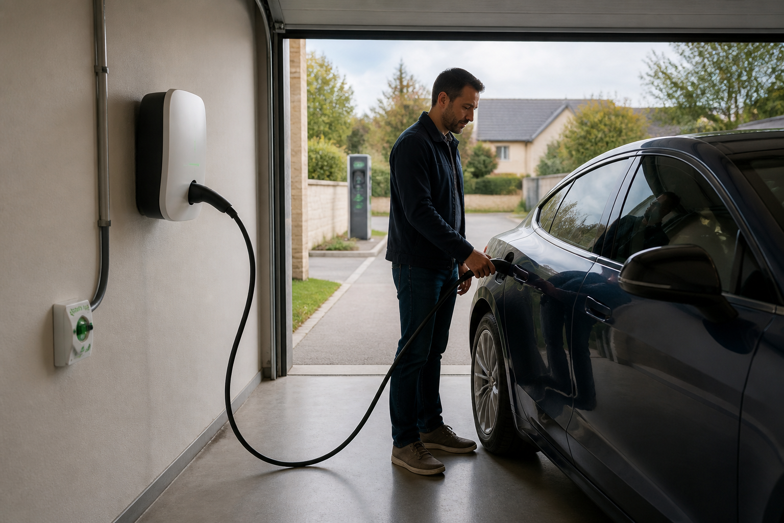 Les trois types de chargeurs : prise renforcée, borne murale et borne publique